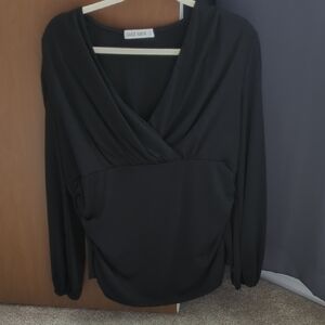 Grace Karin Classic Black Drape Blouse